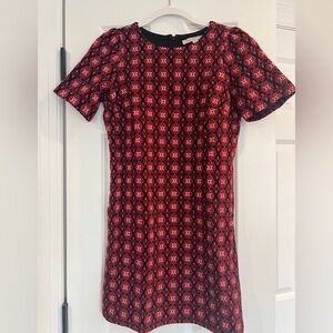 LOFT Red and Black Geometric Dress